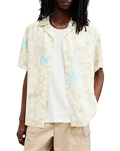 Allsaints Nevada Relaxed Fit Printed Camp Shirt In Neutral