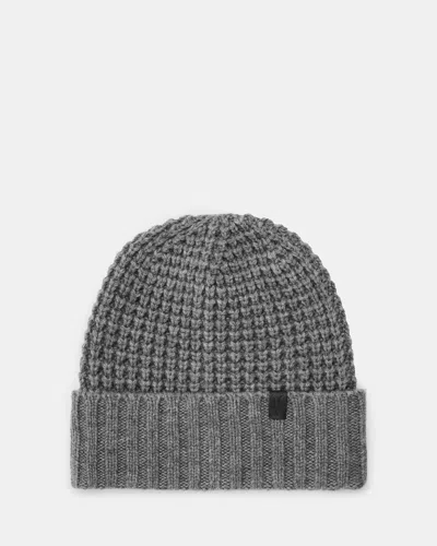 Allsaints Nevada Ribbed Wool Blend Beanie In Grey Marl