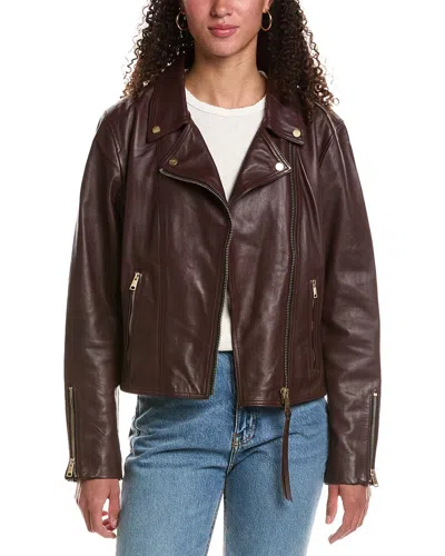 Allsaints Neve Leather Biker Jacket In Red