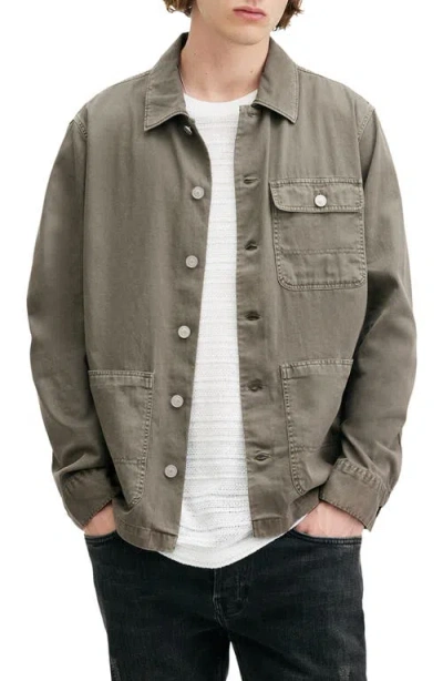 Allsaints Nevis Cotton Twill Chore Jacket In Bancha Green