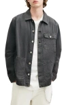 Allsaints Nevis Cotton Twill Chore Jacket In Washed Black