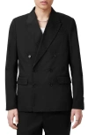 Allsaints Newton Double Breasted Cotton Blazer In Koto Black