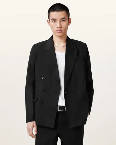 Allsaints Newton Double Breasted Blazer In Koto Black