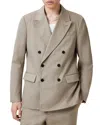 Allsaints Newton Double Breasted Blazer In Stone Grey