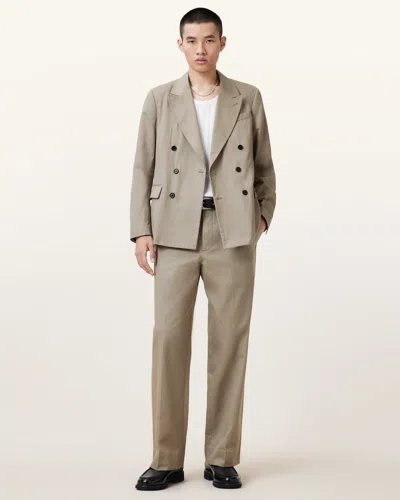 Allsaints Newton Tailored Trousers In Stone Grey