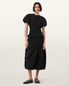 Allsaints Nia Draped Midi Skirt, In Black