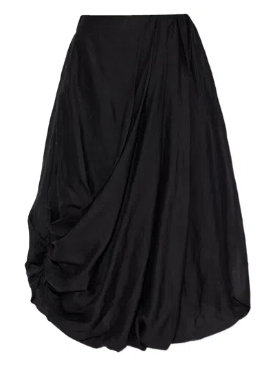 Allsaints Nia Pleated Bubble Hem Midi Skirt In Black