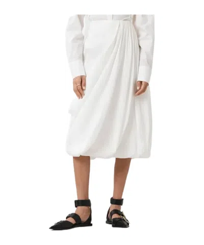 Allsaints Nia Pleated Bubble Hem Midi Skirt In White
