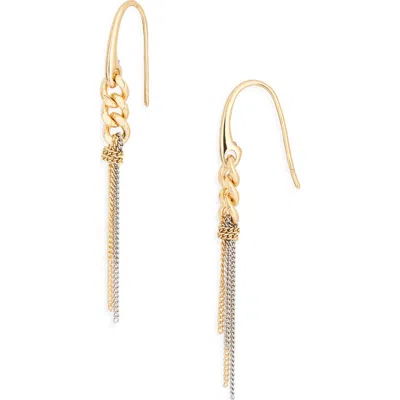 Allsaints Nia Linear Drop Earrings In Shiny Two Tone