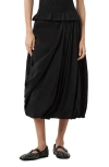 Allsaints Nia Pleated Bubble Hem Midi Skirt In Black