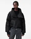 Allsaints Nickol Asymmetric Cropped Puffer Jacket In Black