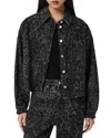 Allsaints Nicky Cropped Patterned Denim Jacket In Black