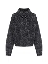Allsaints Nicky Cropped Patterned Denim Jacket In Black