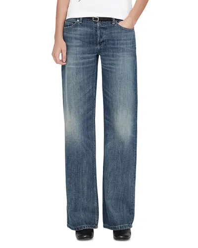 Allsaints Nico Cotton Low Rise Wide Leg Jeans In Vintage Indigo In Blue
