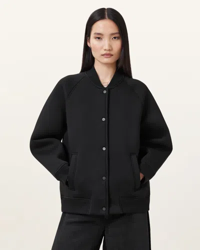 Allsaints Nicola Oversized Bomber Jacket In Black