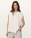 Allsaints Nila Sleeveless Asymmetric Zip Hem Sweatshirt In Tofu White