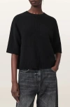 Allsaints Nix Short Sleeve Cashmere & Wool Sweater In Black