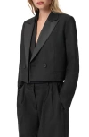 Allsaints Noa Wool Blend Crop Tuxedo Blazer In Black