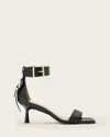 Allsaints Leather Buckled Noir Sandals In Black