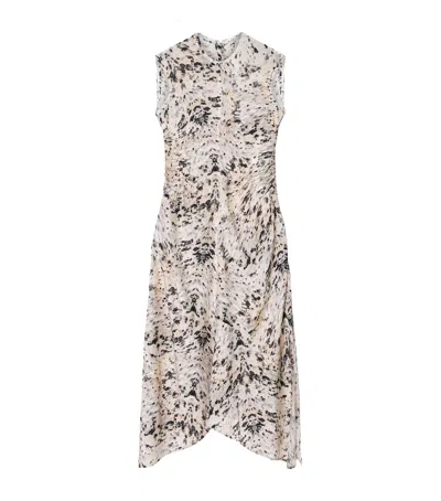 Allsaints Noor Printed Asymmetric Maxi Dress In Gold