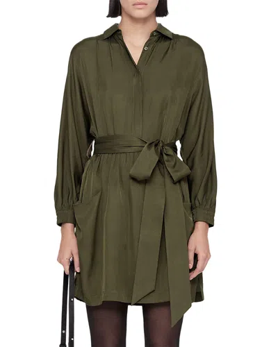 Allsaints Noora Belted Shirt Dress In Green