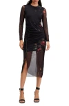 ALLSAINTS ALLSAINTS NORA FLORAL SPARKLE LONG SLEEVE DRESS