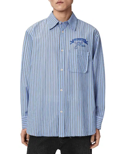 Allsaints Norte Graphic Button-up Shirt In Blue
