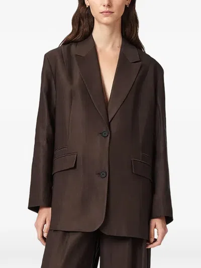 Allsaints Notched-lapel Button-fastening Blazer In Red