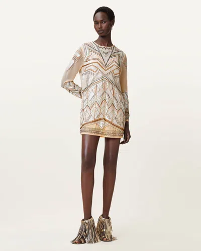Allsaints Noushka Embellished Mini Dress, In White
