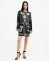 Allsaints Noushka Embellished Mini Dress In Black/silver