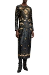 Allsaints Noushka Embellished Maxi Dress In Black/gold