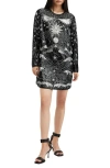 Allsaints Noushka Embellished Mini Dress In Black/silver