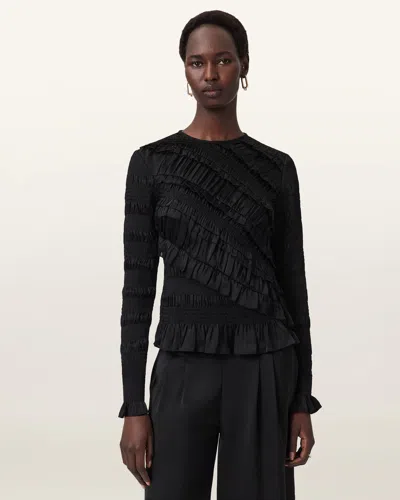 Allsaints Nyla Long Sleeve Top, In Black