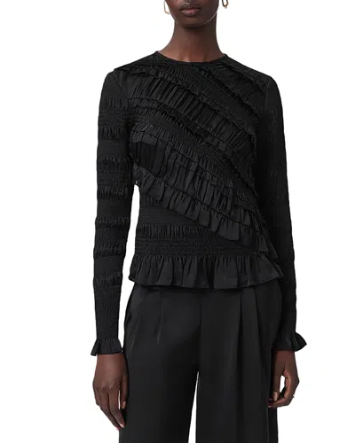 Allsaints Nyla Long Sleeve Top In Black