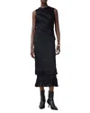 Allsaints Nyla Sleeveless Shirred Midi Dress In Black