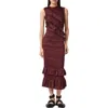 Allsaints Nyla Sleeveless Ruffle Dress In Brown