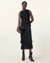 Allsaints Nyla Sleeveless Shirred Midi Dress In Black