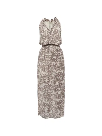 Pre-owned Allsaints Nylah Rosa Floral-print Maxi Dress In Neutral