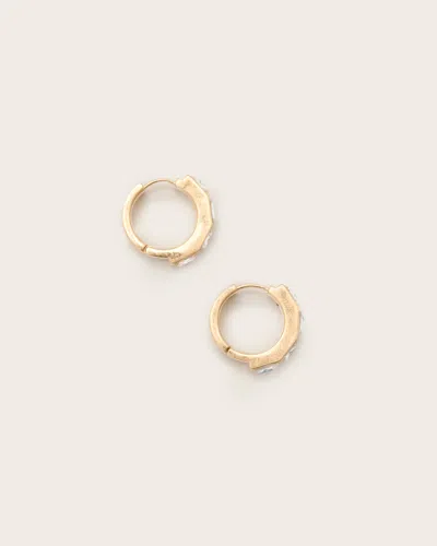 Allsaints Nyx Crystal Hoop Earrings In Warm Brass