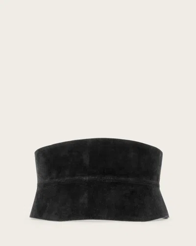 Allsaints Oakleigh Suede Corset Belt In Black