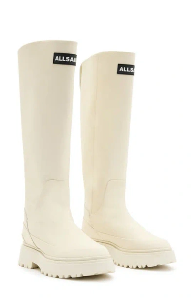 Allsaints Octavia Knee High Boot In Off White