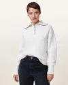Allsaints Octavia Zip Up Jumper In Chalk White