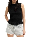 Allsaints Ode Smocked Sleeveless Tank Top In Black
