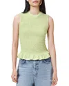 Allsaints Womens Ode Round-neck Shirred Organic-cotton Tank Jade Green In Jade Green