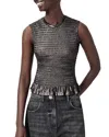 Allsaints Ode Smocked Metallic Tank In Gray