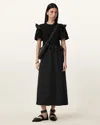 Allsaints Ode Puff Sleeve Midi Dress In Black