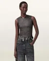 Allsaints Ode Smocked Metallic Tank In Gray