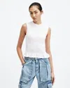Allsaints Ode Smocked Sleeveless Tank Top In White