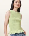 Allsaints Womens Ode Round-neck Shirred Organic-cotton Tank Jade Green In Jade Green