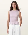 Allsaints Ode Smocked Sleeveless Tank Top In Lilac Ash Pink